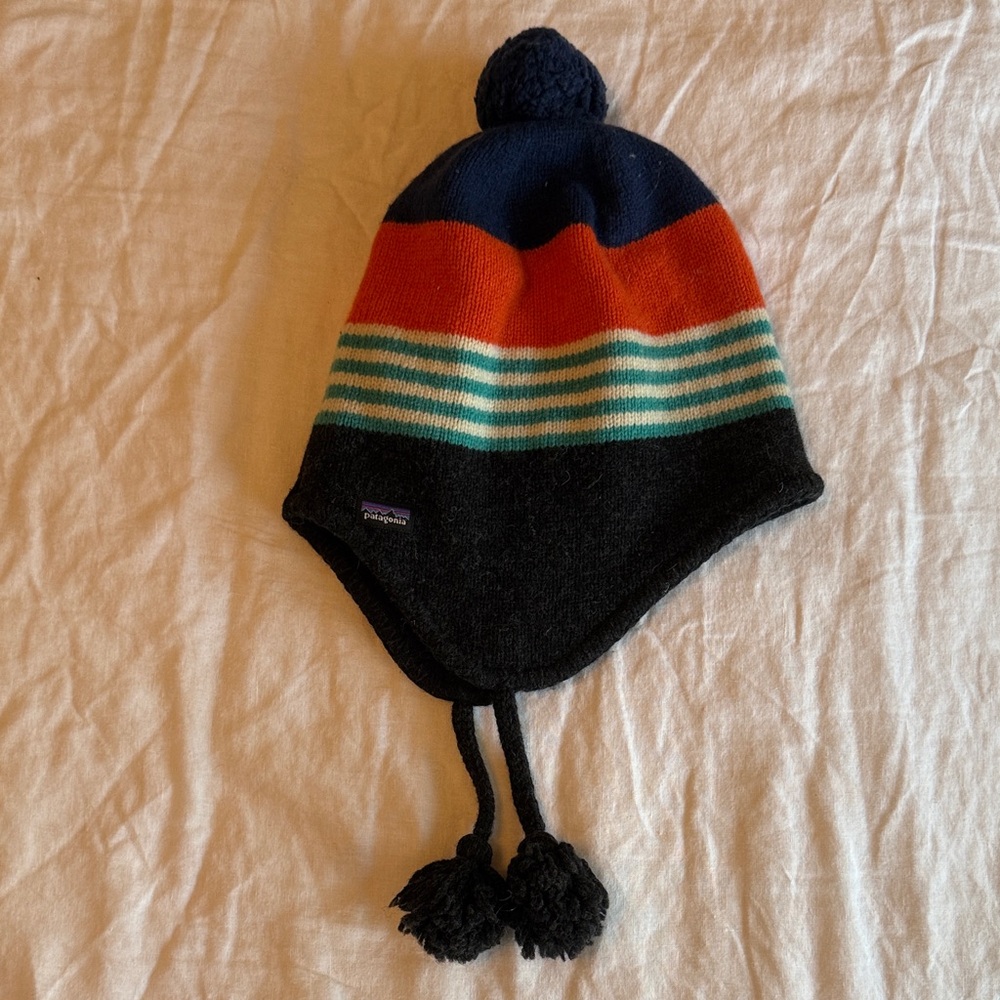 Patagonia Striped Beanie with Pom-Pom